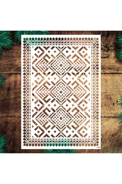 Stencil tasarım Stencil Tasarım HD295 Etnik Kilim - Dekoratif Duvar, Fayans V...