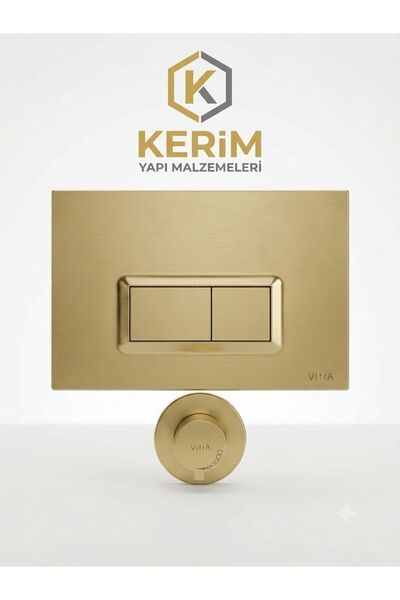 kerimyapı Vitra Mat Gold Gömme Rezarvuar Butonu ve Mat Gold Taharet Musluğu K...