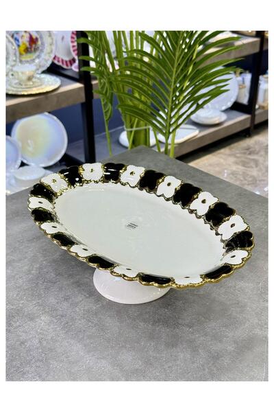 Doğudeko Cleef Porcelain Oval Footed Deep Presentation Plate Black