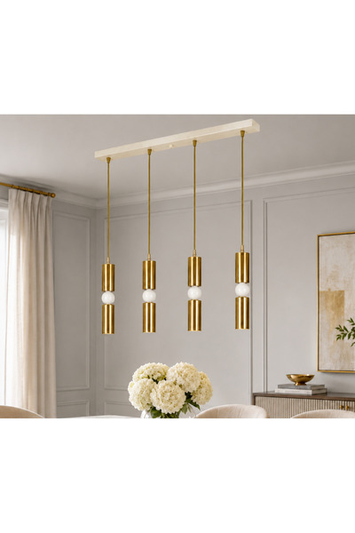 Bozyaka Aydınlatma Petra 4'lü Dekoratif Tavan Sıralı Sarkıt Modern GOLD KAPLA...