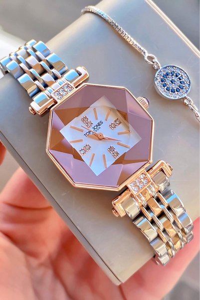 Tom Jones London Women's Watch Rose Silver Color Original Steel 3Atm Waterproof 2 Years Warranty Invoice Is Issued