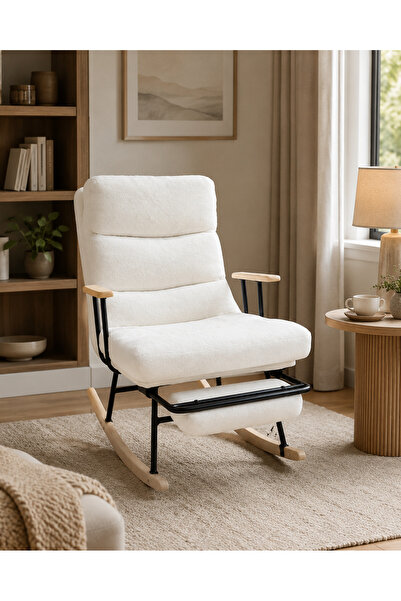 N.zone Luxury Rocking Chair Upholstered in Ergonomic Design with Footrest and...