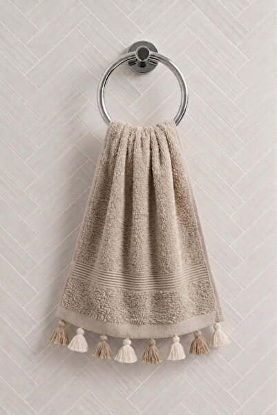 Anılsan 2-Pack Duru Hand Towels with Tassels 30X50 cm - Beige 100% Cotton