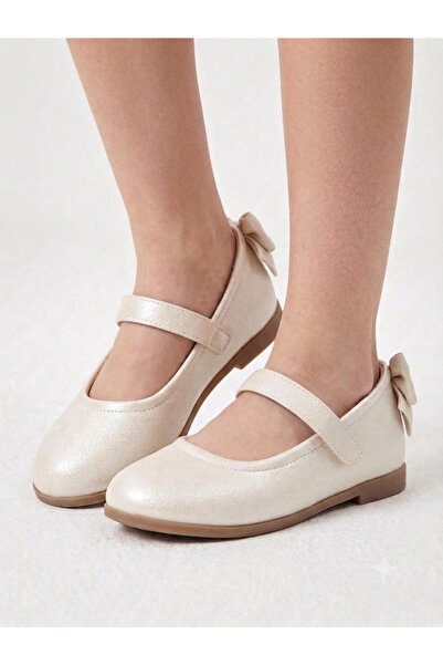 pediashoes Balerini eleganți pentru fete, de culoare crem, cu fundă la spate,...