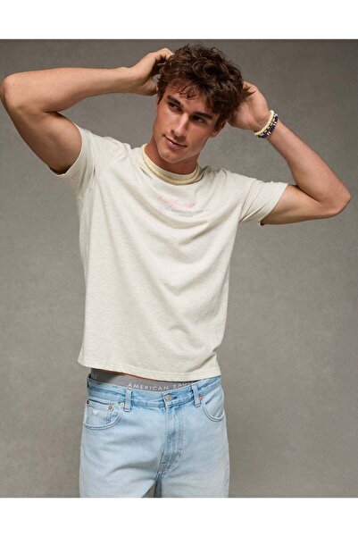 AMERICAN EAGLE تي شيرت AE Standard Fit Destination Graphic