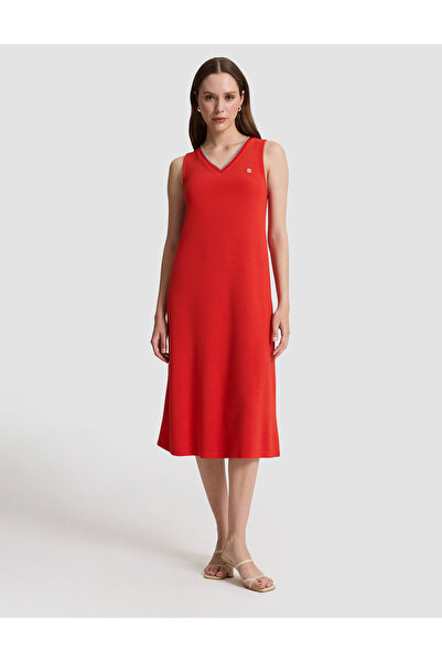 Pierre Cardin فستان محبوك أحمر بقصة A-line 50324592-VR030