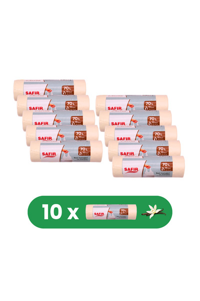 SAFİR Set de 10 pungi Role Menage de 70L cu mâner, 15 bucăți/rolă, cu parfum ...