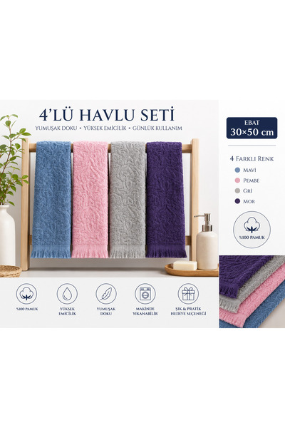 Vivesta Home Set de 4 prosoape de bucătărie din bumbac, 30x50 cm, prosoape pe...
