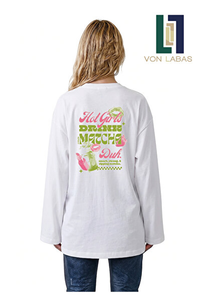 Grafftee Clothing تي شيرت أبيض بأكمام طويلة وواسعة، مصنوع من القطن بنسبة 100%...