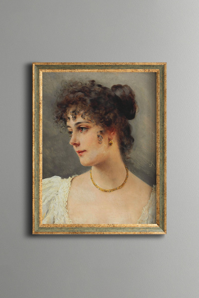 epiqart A Young Beauty - Vintage Patterned Painting - Slim Model
