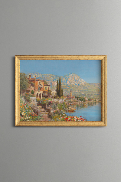 epiqart Riva View in Garda Lake - Vintage Patterned Painting - Fine Model