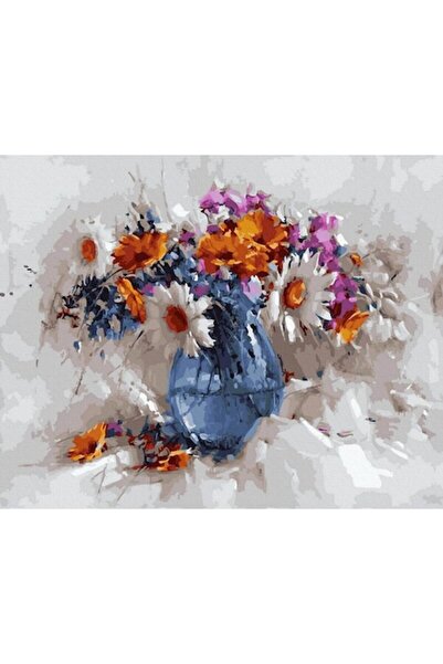 IPICASSO Set de pictură pe numere, cu ramă, Natură moartă cu margarete și găl...
