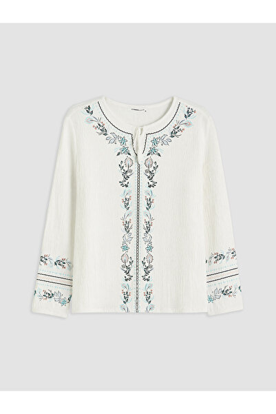 LC Waikiki Lcw grace tie-up collar patterned blouse