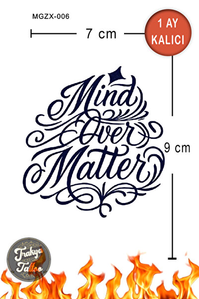 Trakya Tattoo 1 Ay Kalıcı Hayalet Orta Boy Dövme Mind Over Matter Yazı El Geç...