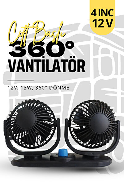 Baghes Araç İçi 360 Derece Dönebilen Mükemmel Soğutucu Vantilatör 12V Kademel...
