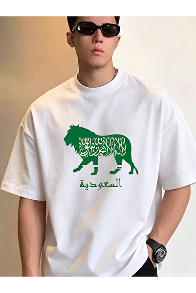 SAUDI Men and Women's 100% Cotton T-Shirt - Oversized Crew Neck Short Sleeve ...