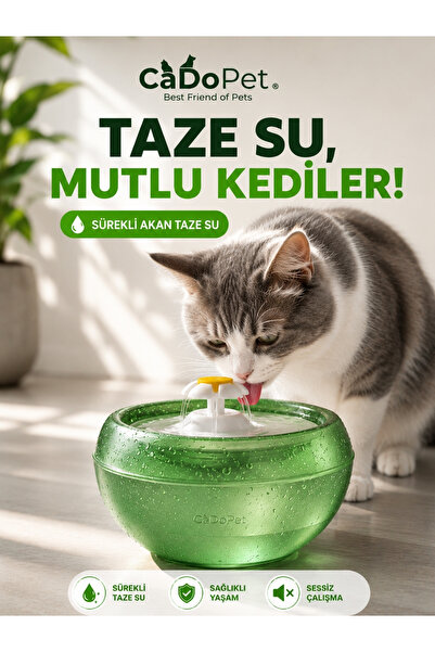 Genel Markalar Papatya Şeklinde Otomatik Kedi-Köpek Işıklı Su Pınarı 2 Lt