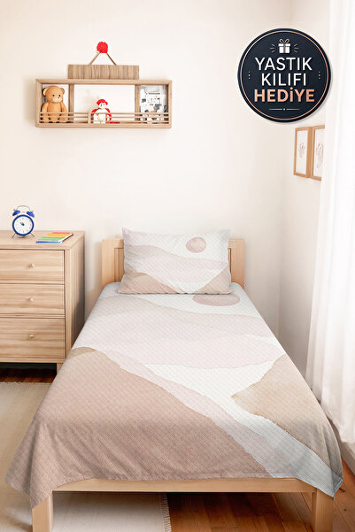 Evimde Bambaşka Set de lenjerie de pat pentru tineret, bej, geometric, pentru...