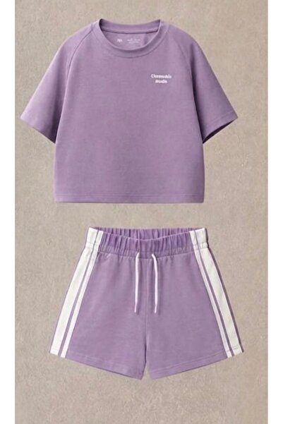 ciklet kids Girl's Shorts and Striped Top Set