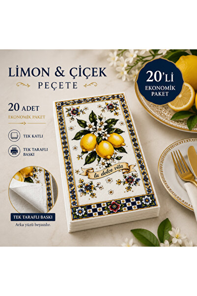 GEFFPRİVE 20'li Tek Tarafı Baskılı Premium Kağıt Peçete