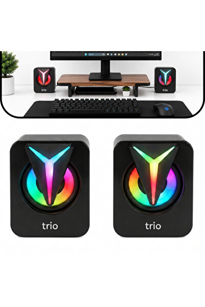 VOREX Trio S3 Mini 2.0 RGB Işıklı USB Multimedia Hoparlör 5W 3.5mm Stereo PC ...