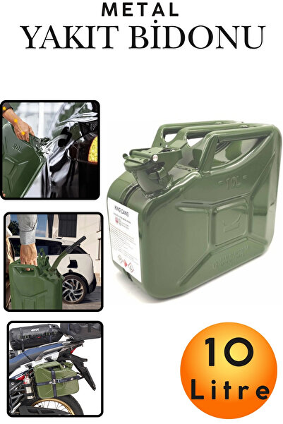 KAYRA LEATHER CRAFT 10 Litre Metal Benzin Bidonu Dayanıklı Akaryakıt Mazot Ya...