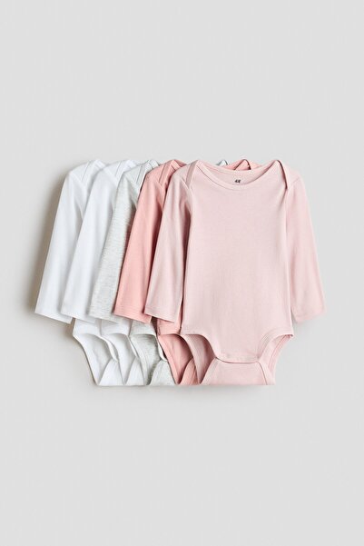 H&M 5'li Pamuklu ve Zarf Yakalı Body