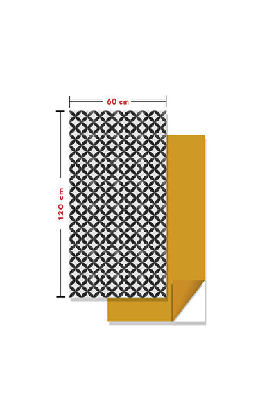 TİNK Kendinden Yapışkanlı Fayans Kaplama PVC Karo Yuvarlak Retro Desen 60x120...