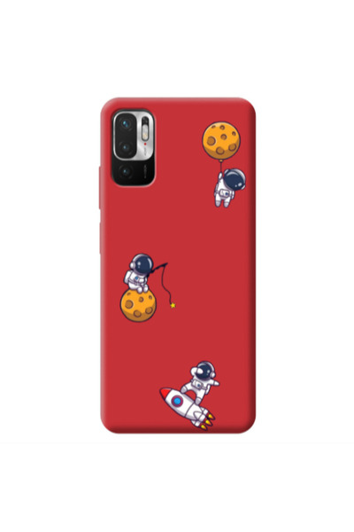 Other Xiaomi Redmi Note 10 Pro 5G Cute astronauts Red Colored Silicone TPU Θήκη