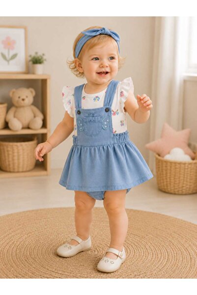 İNDİGO Baby Girl 2-Piece Jumpsuit and Headband Set