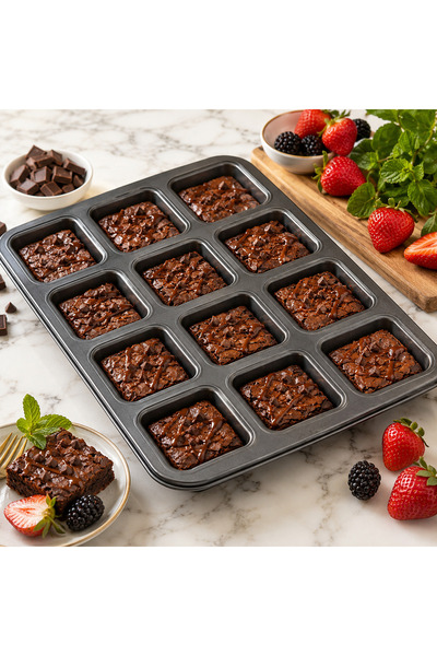 OWLORA 12 Bölmeli Kare Brownie ve Kek Kalıbı