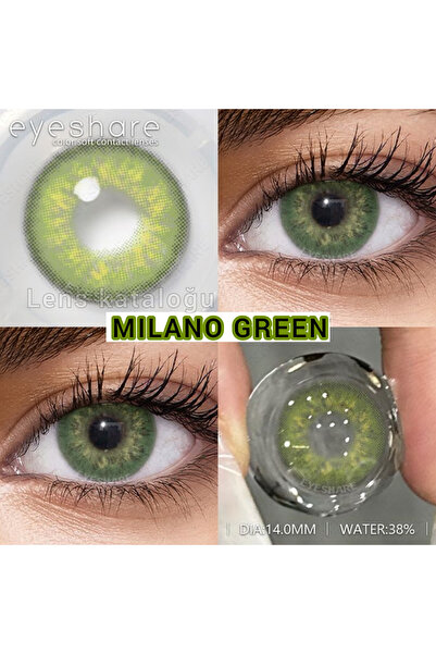 Eyeshop GÖZ LENSİ MİLANO GREEN Yeşil Tonda Hareli DAMARLI Doğal Görünümlü Kul...