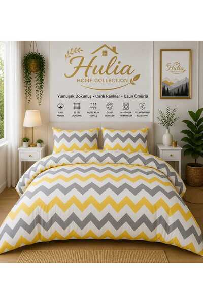 hulia home Ranforce Elastic Sheet Duvet Cover Set Double Size Cotton Soft Tex...