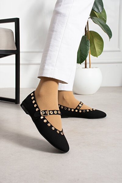 MERVESTORE Fiona Summer Gold Detailed Ballerinas
