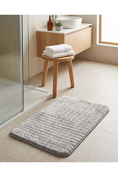 REDTAG Grey Textured Memory Foam Bath Mat
