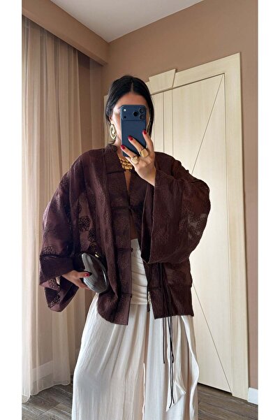 manana fashion Embroidered Lace-Up Special Design Brodeled Kimono