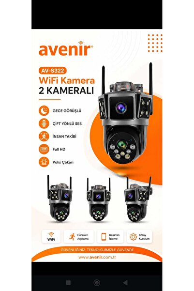 AVENİR 🚨 S322 WiFi Çift Kameralı Güvenlik Kamerası