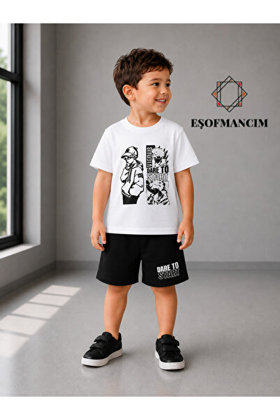 Eşofmancım Boy's Summer Sweat-Proof Combed Cotton Suit with Shorts