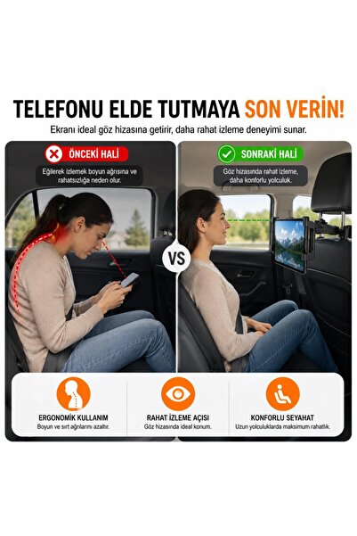 coofbe Teleskopic Uzayabilen Araç Arka Koltuk Tablet Tutucu Araç Tablet Standı Araç Telefon Tutucu