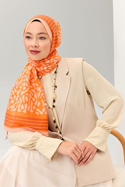 Silk Home شال تينسل مونار باللون البرتقالي المرجاني