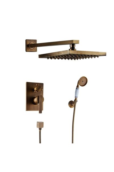OEM Banyo Bataryası Ankastre Duş Seti Antik Renk Özel Kare Model Yeni 7 Yıl G...
