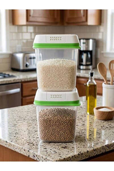 Saban Set of 2 Green Storage Containers with Lids