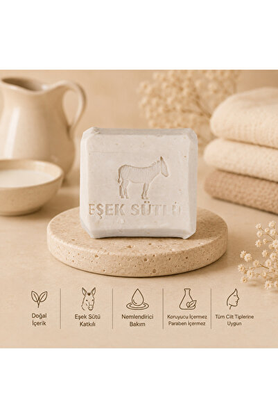 ALTINBAŞAK TEKSTİL Handmade stone hammered donkey milk soap 120 gr 120 gr white