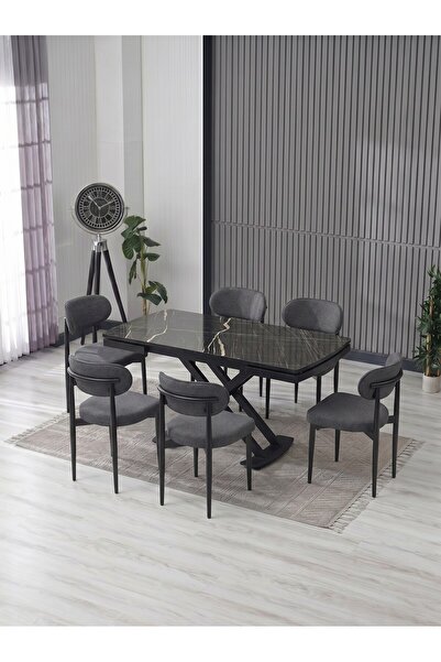 JoyMassa VENOXA 80X120 MDF MASA / 6 POLO SANDALYELİ MASA TAKIMI