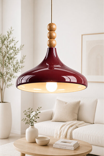 Luna Lighting Verona Büyük Boy 35 CM Bordo Renk Rustik Tekli Avize Sarkıt Sal...