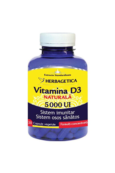 herbagetica Vitamina D3 Naturala 5000 UI Herbagetica, 120 capsule vegetale