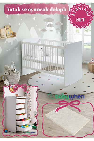 Babywhen Bebek Beşiği Park Yatak Oyuncak Dolaplı Avantajlı Set Kademeli Salla...