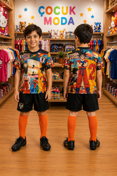 Selvira Dragon Ball Goku Çocuk Futbol Forması – Anime Temalı Şortlu Forma Tak...