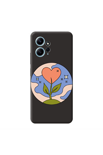 Other Xiaomi Redmi Note 12 4G Hearted Flower Black Colored Silicone TPU Θήκη