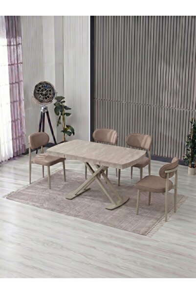 JoyMassa VENOXA 70X110 MDF MASA / 4 POLO SANDALYELİ MASA TAKIMI